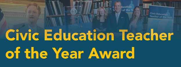 Civics education teacher award banner